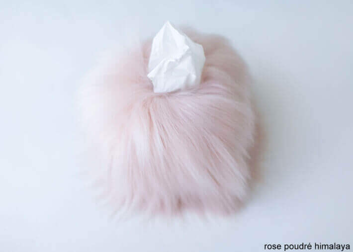 PORTE BOITE DE MOUCHOIRS FORME CARREE EN FAUSSE FOURRURE 12 COLORIS - PAR EVELYNE PRELONGE