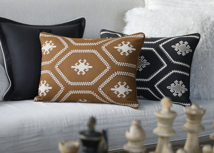 Coussin rectangulaire en laine 5 coloris –...