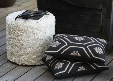 Pouf rond en fausse fourrure frisée beige – Sheep Catia Luca 2