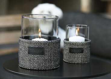Photophore en tissu beige et noir 2 tailles – Reska Catia...
