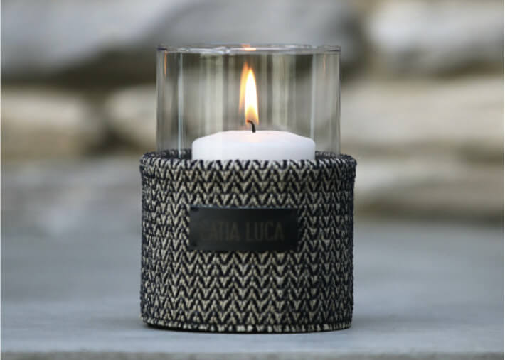Photophore en tissu beige et noir 2 tailles –...