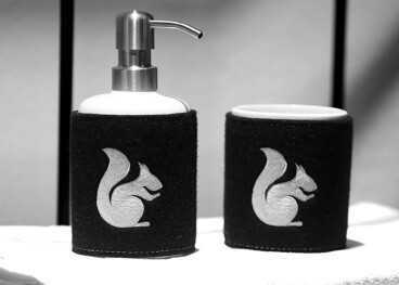Accessoires de salle de bain en cuir motif écureuil –...