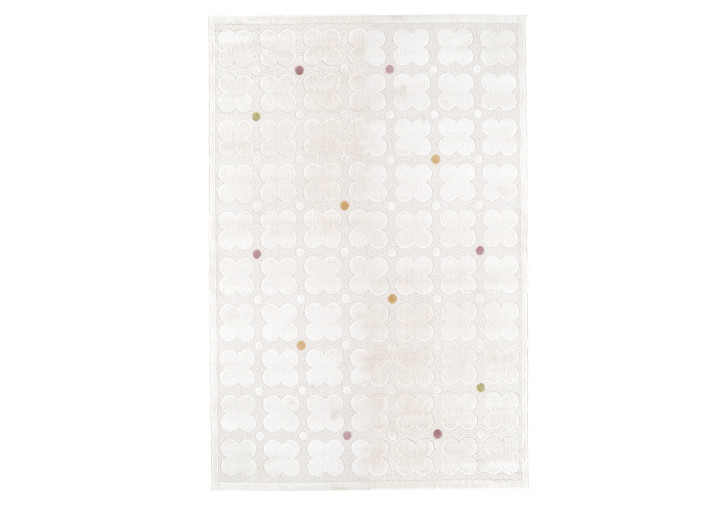 Tapis enfant blanc motif fleur 120 x 170 cm –...
