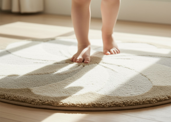 Tapis enfant rond crème Ø 120 cm – Elsa Nattiot