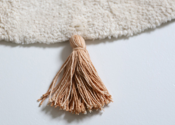 Tapis enfant rond caramel et écru – Bohobird...
