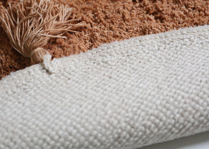 Tapis enfant rond caramel et écru – Bohobird...