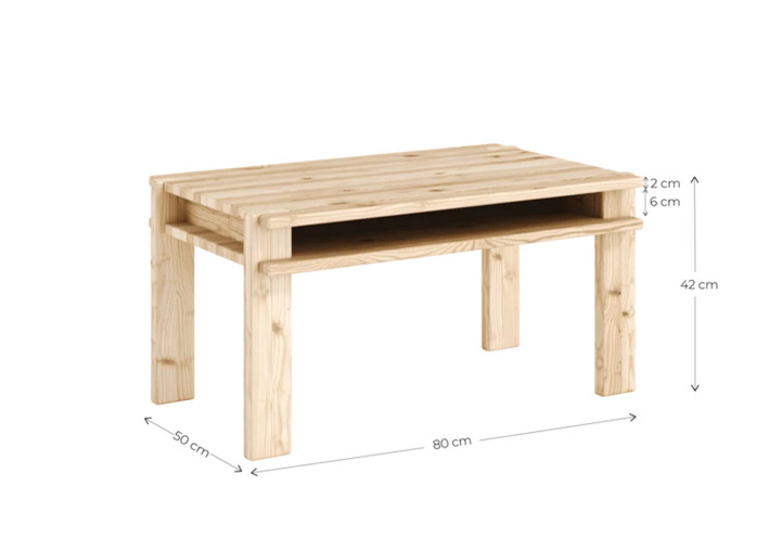 Table basse rectangulaire TUCK en pin massif –...