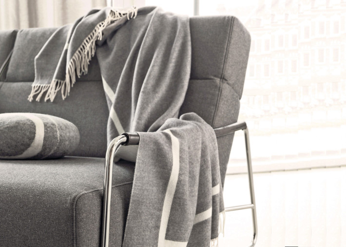 Plaid Sylt en cachemire et laine frangé – Franz...