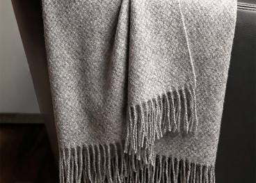 Plaid Konrad en laine mérinos Eagle Products gris clair