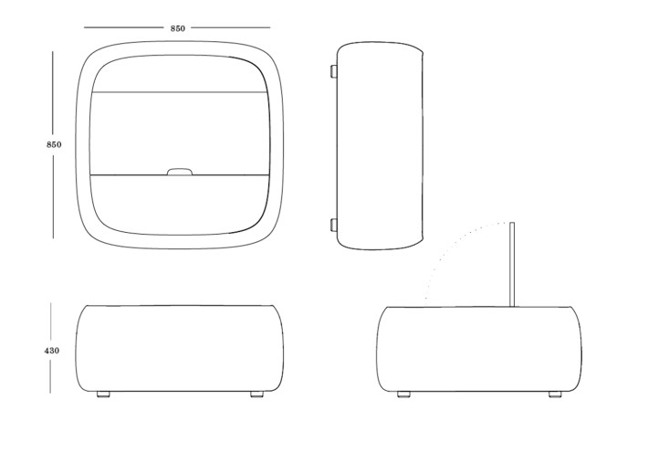 Dimensions de la table coffre Gumi Box Ondarreta