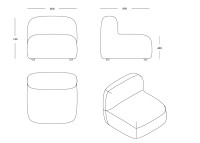 Dimensions du fauteuil Gumi Central Ondarreta