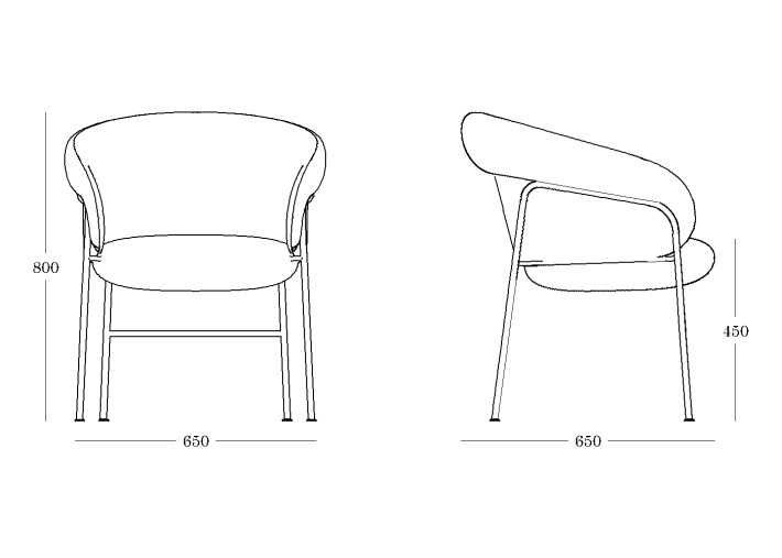 Dimensions du fauteuil Ginger Métal Ondarreta