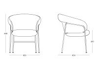 Dimensions du fauteuil Ginger Métal Ondarreta