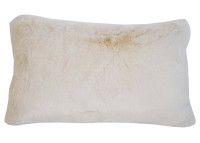 COUSSIN COSY ET CHIC BEIGE ECRU EN LAINE ET FOURRURE ANTARCTIQUE