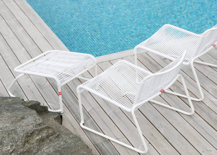 FAUTEUIL DE JARDIN EN ALUMINIUM ET POLYVINYLE NOIR BLANC OU TAUPE -  FIAM LIDO PAR JANKURTZ