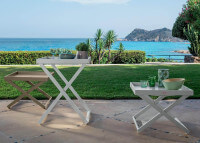 TABLE D'APPOINT AVEC PLATEAU AMOVIBLE BLANC OU TAUPE - RAY PAR TALENTI