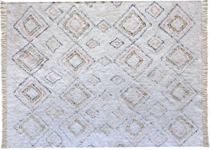 TAPIS EN COTON ECRU ET MOTIFS MULTICOLORES SALFORD - THE RUG REPUBLIC