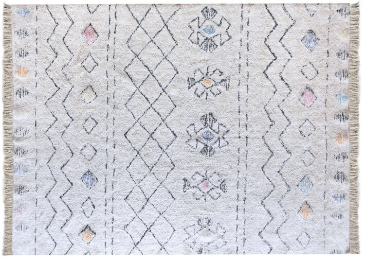 TAPIS EN COTON IVOIRE ET MOTIFS MULTICOLORES SEABERT - THE RUG REPUBLIC