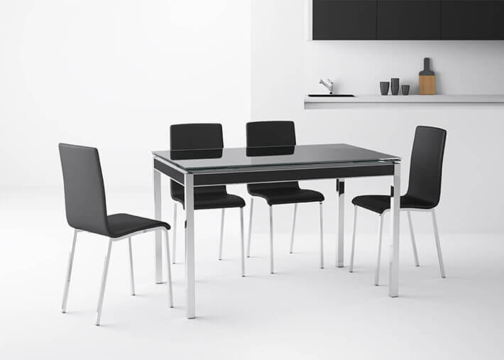CHAISE DESIGN STRUCTURE ACIER CHROME NOIR OU BLANC ET ASSISE EN VINYLE 23 COULEURS AU CHOIX - CITY PAR CANCIO