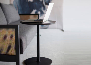TABLE BASSE AJUSTABLE - CHEVET OU BOUT DE CANAPE EN METAL ET CHENE NOIR - KIFFA PAR INNOVATION LIVING