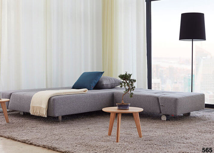 CANAPE CONVERTIBLE GRIS SANS ACCOUDOIRS DESIGN SCANDINAVE LONG HORN PAR INNOVATION LIVING