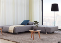 CANAPE CONVERTIBLE GRIS SANS ACCOUDOIRS DESIGN SCANDINAVE LONG HORN PAR INNOVATION LIVING