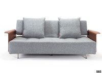 CANAPE DESIGN DANOIS AVEC ACCOUDOIRS EN NOYER ET TEXTILE GRIS LONG HORN PAR INNOVATION LIVING