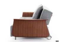 CANAPE DESIGN DANOIS AVEC ACCOUDOIRS EN NOYER ET TEXTILE GRIS LONG HORN PAR INNOVATION LIVING