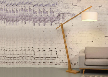 LAMPADAIRE DESIGN EN BAMBOU ET ABAT-JOUR EN LIN 8 COULEURS H 218 CM - MONT-BLANC PAR GOOD&MOJO
