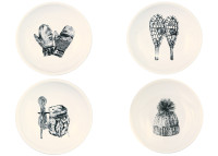 SET DE 4 COUPELLES THEME MONTAGNE ET SKI  MEGEVE PAR ANGEL DES MONTAGNES