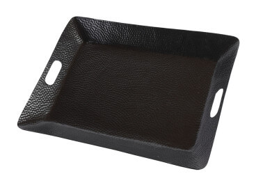 PLATEAU RECTANGLE AVEC ANSES EN METAL MARTELE NOIR MAT - NESSE PAR ANGEL DES MONTAGNES