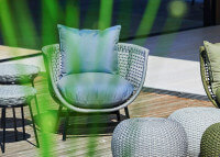 FAUTEUIL DE JARDIN DESIGN EN ALUMINIUM NOIR ET CORDE TAUPE GRIS CLAIR OU VERT OLIVE - SUKA PAR JANKURTZ