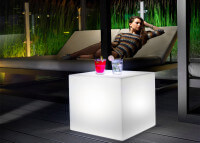 POUF LUMINEUX CUBIQUE OU TABLE D'APPOINT 40x40 OU 45x45 - ECLAIRAGE LED NOMADE - HOME FITTING PAR LYXO