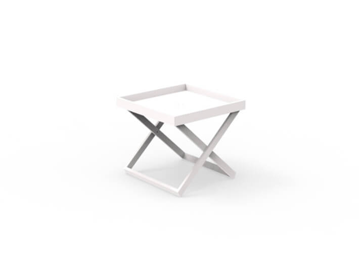 TABLE D'APPOINT AVEC PLATEAU AMOVIBLE BLANC OU TAUPE - RAY PAR TALENTI