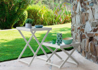 TABLE D'APPOINT AVEC PLATEAU AMOVIBLE BLANC OU TAUPE - RAY PAR TALENTI