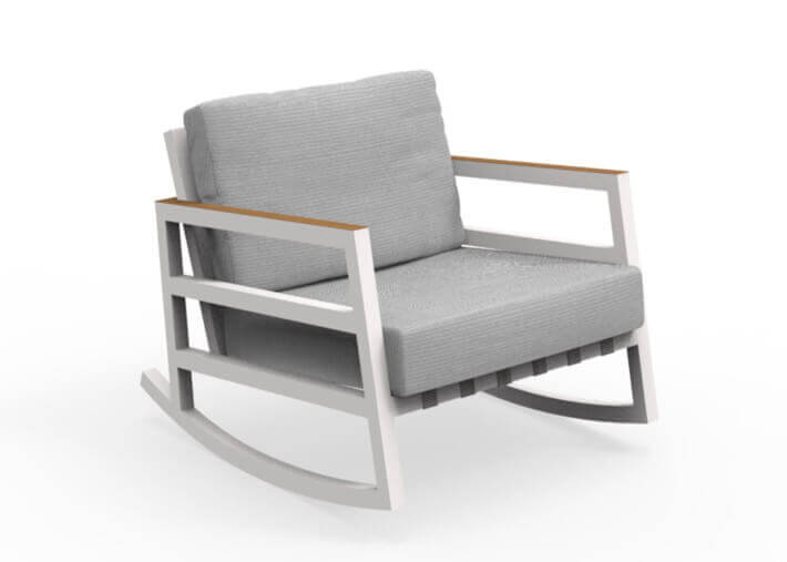 ROCKING CHAIR D'EXTERIEUR EN ALUMINIUM ET TEXTILE BLANC OU GRIS - ALABAMA PAR TALENTI