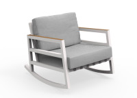 ROCKING CHAIR D'EXTERIEUR EN ALUMINIUM ET TEXTILE BLANC OU GRIS - ALABAMA PAR TALENTI