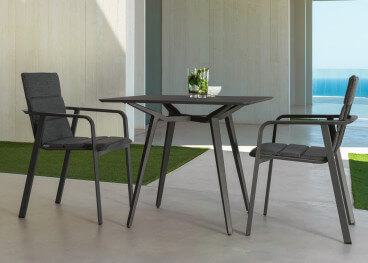 TABLE DE JARDIN DE QUALITE RONDE CARREE OU RECTANGLE EN ALUMINIUM BLANC OU GRIS - MILO - TALENTI 2
