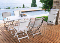 CHAISE DE JARDIN PLIABLE EN ALUMINIUM ET TEXTILENE BLANCHE OU TAUPE QUEEN TALENTI