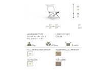 CHAISE DE JARDIN PLIABLE EN ALUMINIUM ET TEXTILENE BLANCHE OU TAUPE QUEEN TALENTI