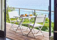 CHAISE DE JARDIN PLIABLE EN ALUMINIUM ET TEXTILENE BLANCHE OU TAUPE QUEEN TALENTI