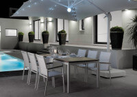 TABLE DE REPAS EN ALUMINIUM ET TECK EXTENSIBLE 2 TAILLES TIMBER 