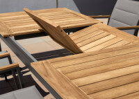 TABLE DE REPAS EN ALUMINIUM ET TECK EXTENSIBLE 2 TAILLES TIMBER 