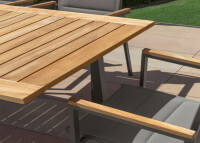 TABLE DE REPAS EN ALUMINIUM ET TECK EXTENSIBLE 2 TAILLES TIMBER 