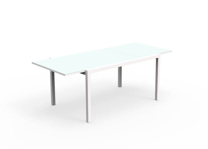 TABLE DE REPAS EXTENSIBLE 150-225 CM ALUMINIUM ET VERRE TOUCH TALENTI