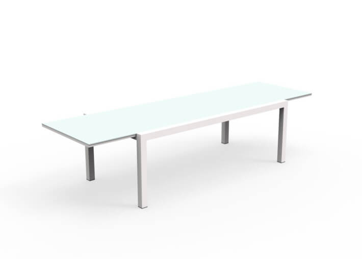 TABLE DE DEJEUNER EXTENSIBLE 220-330 CM ALUMINIUM ET VERRE TOUCH TALENTI