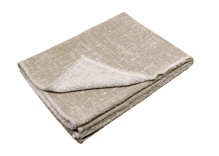 PLAID OU JETE DE LIT BLANC ET NATUREL 135x190 ou 135x260 - LES ECRINS PAR ANGEL DES MONTAGNES