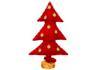 SAPIN DE NOEL EN VELOURS ROUGE OU VERT ORNE DE FLOCONS ARGENT OU OR - LED INTEGRE - MX HOME