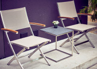TABLE D'APPOINT EN ACIER POLI ET CERAMIQUE GRIS FONCE 40x40x41 - PINO - JANKURTZ