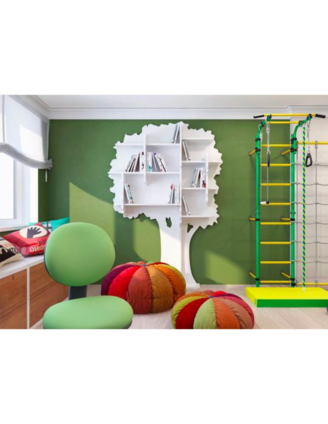Bibliothèque enfant accessible dans une chambre Montessori